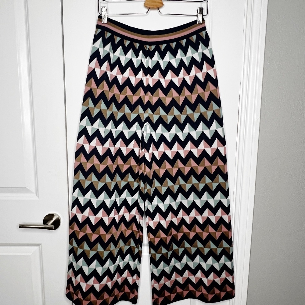 M Missoni Wide Leg Cropped Pants Knit  Size 46 / XL  Blue Pink Green